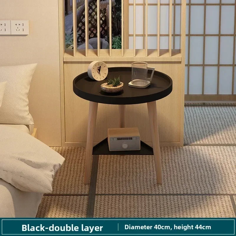 Small round table small apartment bedside table bedroom coffee table rack
