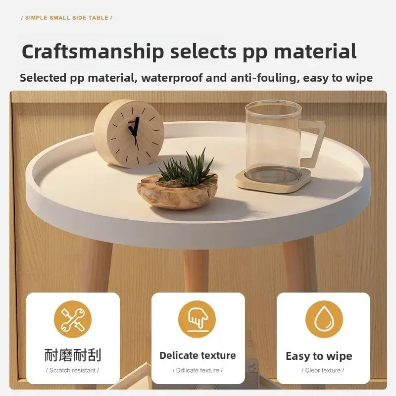 Small round table small apartment bedside table bedroom coffee table rack