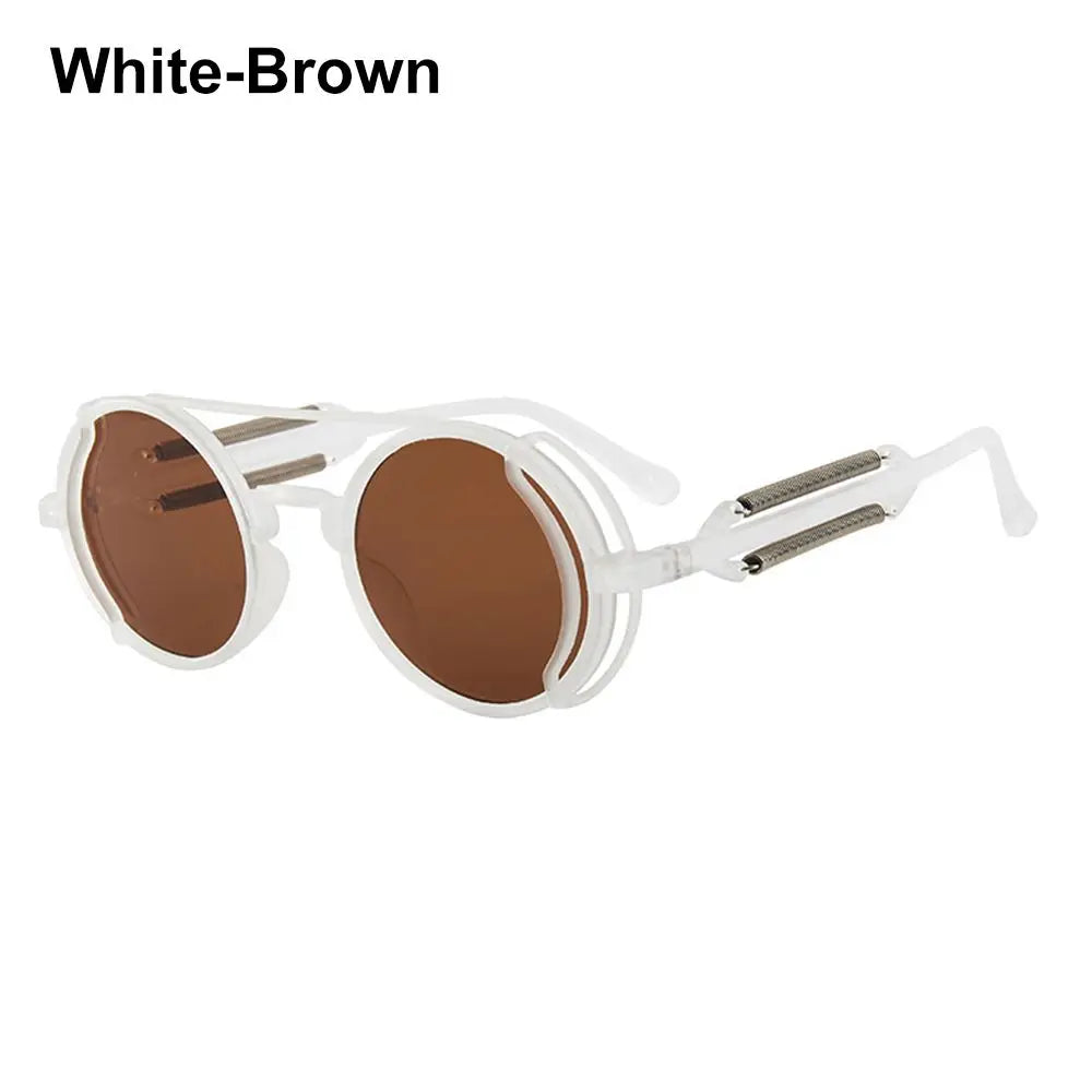 Fashion UV400 Protection Double Spring Temples Round Sunglasses Men's Eyewear Steampunk Sunglasses Sun Glasses