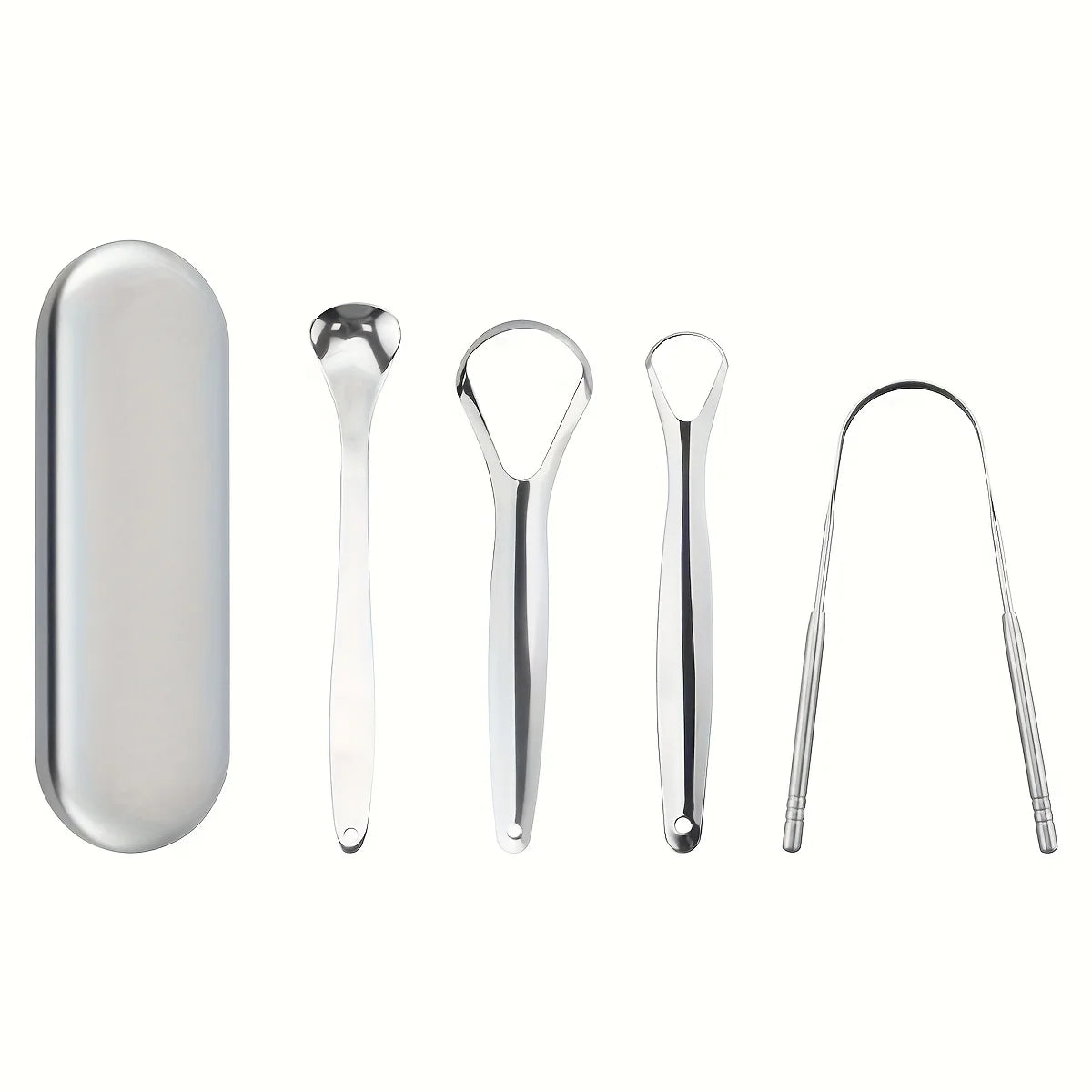 1/2/3/4pcs Tongue Scrapers for Adults Tough Metal Tongue Cleaner w/Storage Case Stainless Steel Tongue Scrubber for Fresh Breath