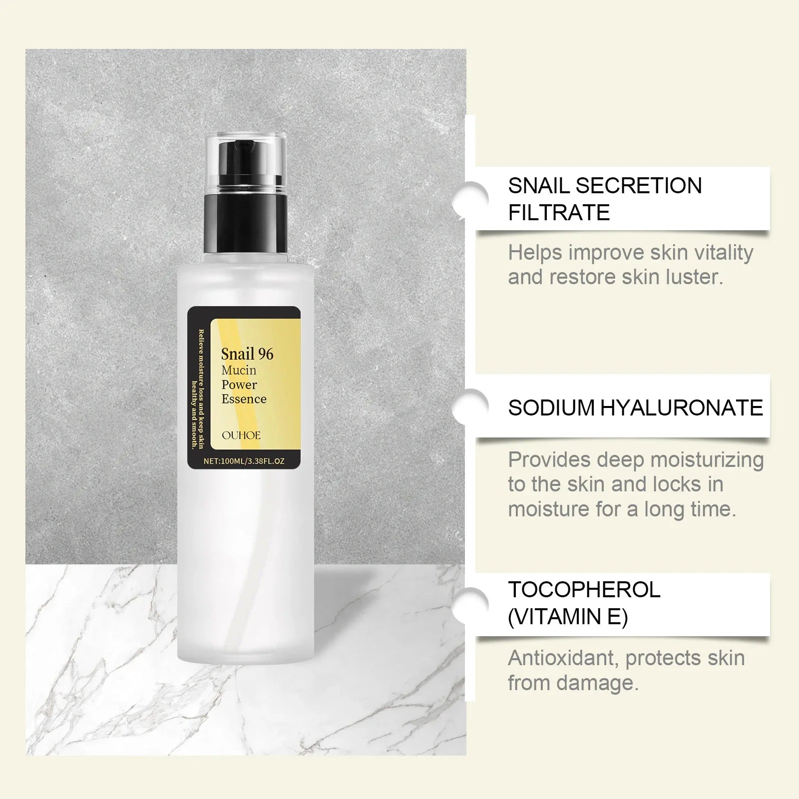 Snail 96 Mucin Power Essence Fading Fine Lines Moisturizing Lifting Firming Smoothing Nourishin Brightening Skin Care