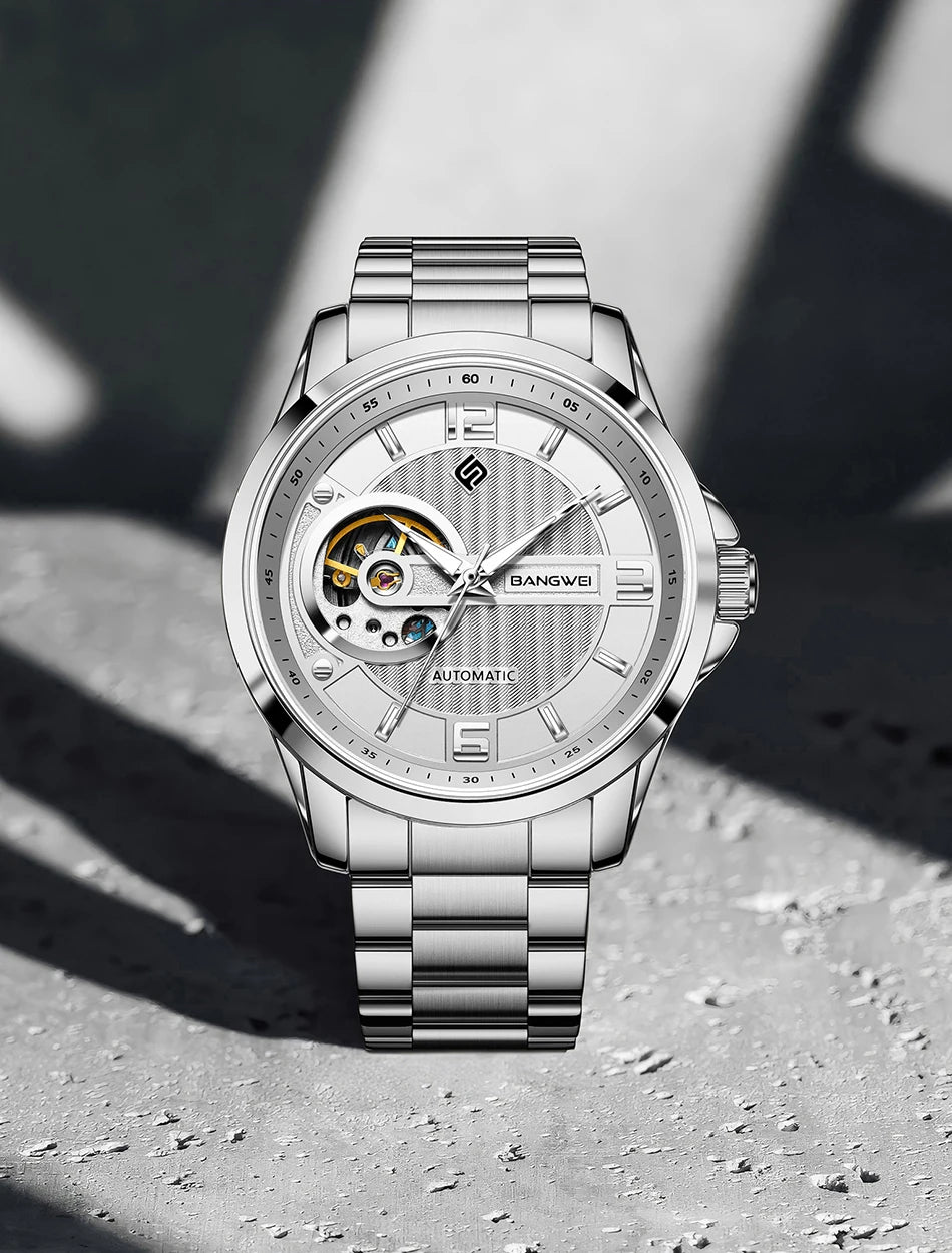 LIGE Fashion Luxury Mechanical Wristwatches Business Automatic Movement Hollow Waterproof Classic Casual Man Watch Reloj Hombre