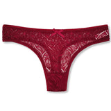 Lace Sexy G-String Thongs Solid Color Female Low Waist Bow Underpants Intimates Lingerie Transparent Women's Panties