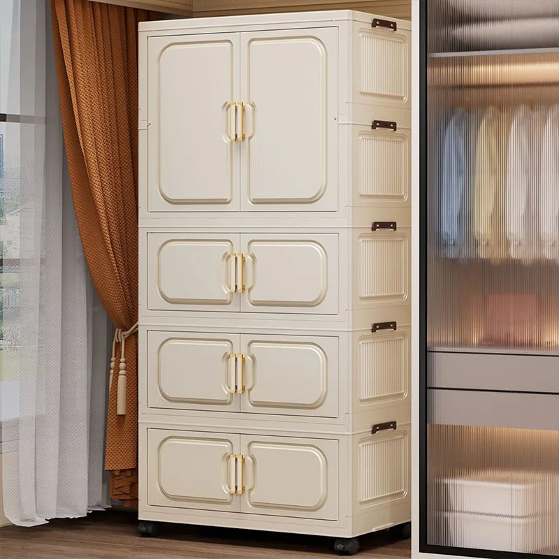 No-Install Foldable Baby Storage Cabinet – Large Capacity Multilayer Wardrobe & Toy Organizer, Portable for Living Room & Bedroo