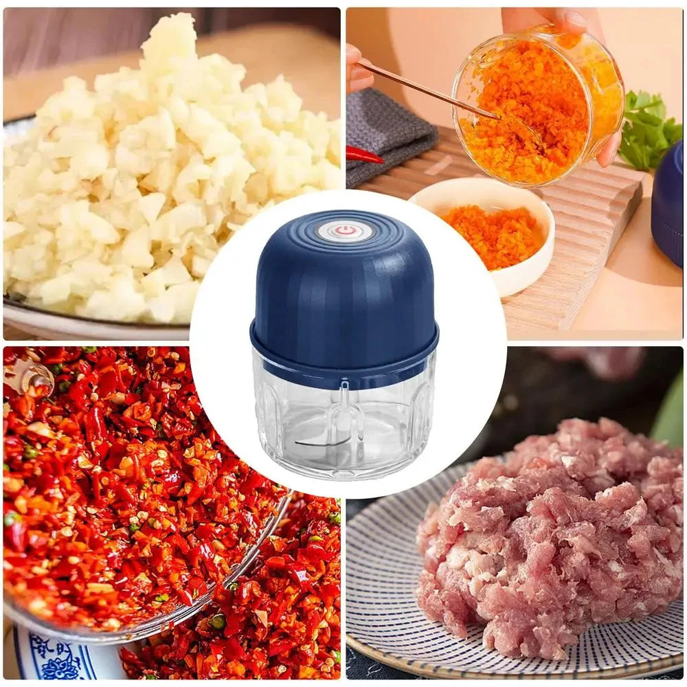 1 set of garlic puree machine 260ml wireless rechargeable electric vegetable chopper garlic grinder kitchen tool food mixer