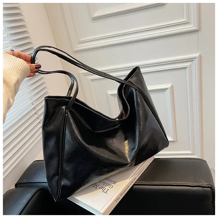 Women Tote Bags Fashion Underarm Pouch Large Capacity Soft Pu Shoulder Bag Retro Crossbody Bag Casual Portable Bucket Bag