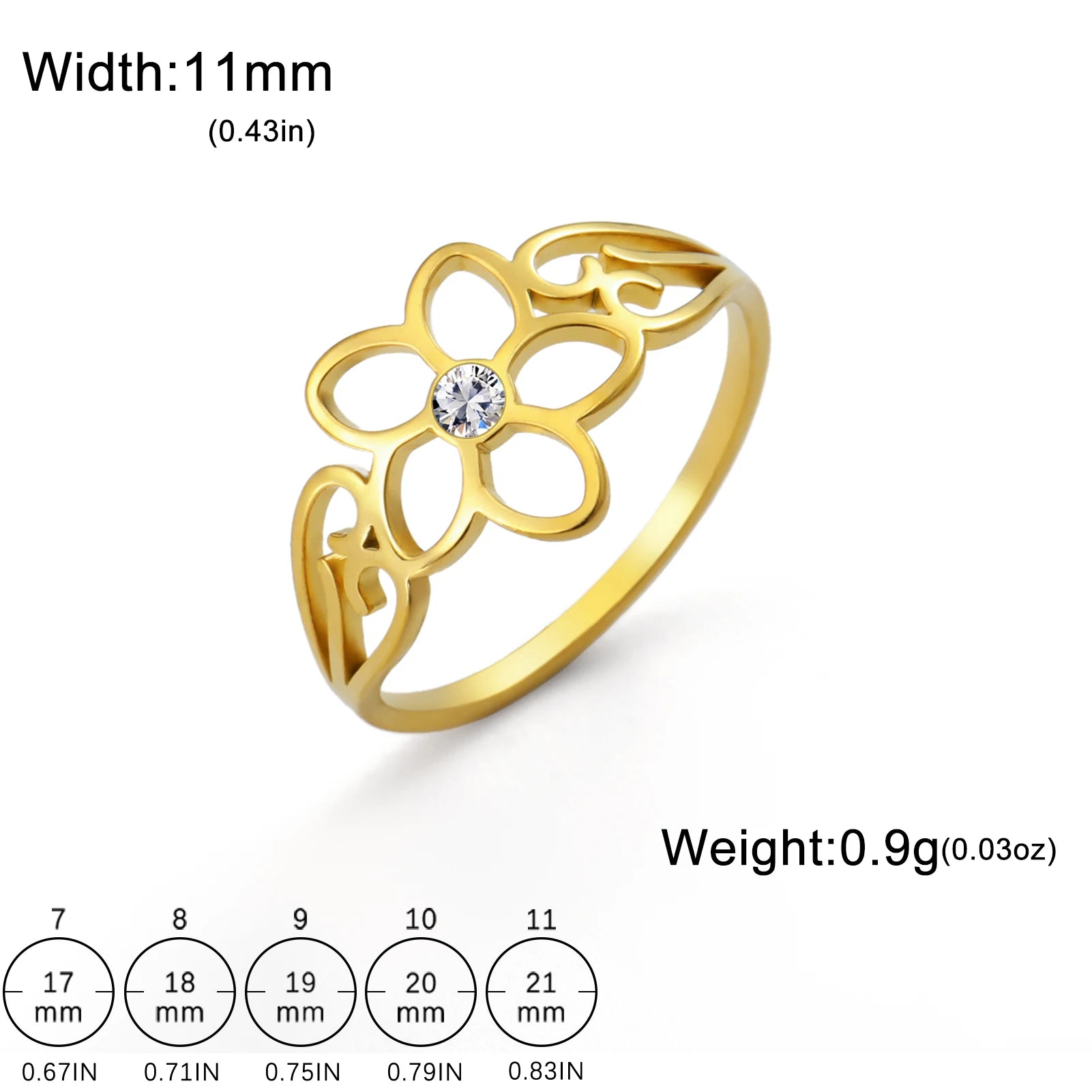 Skyrim Stainless Steel Flower Ring With Clear Zircon Women's Rings Wedding Band Bohemian Jewelry Anniversary Gift Wholesale