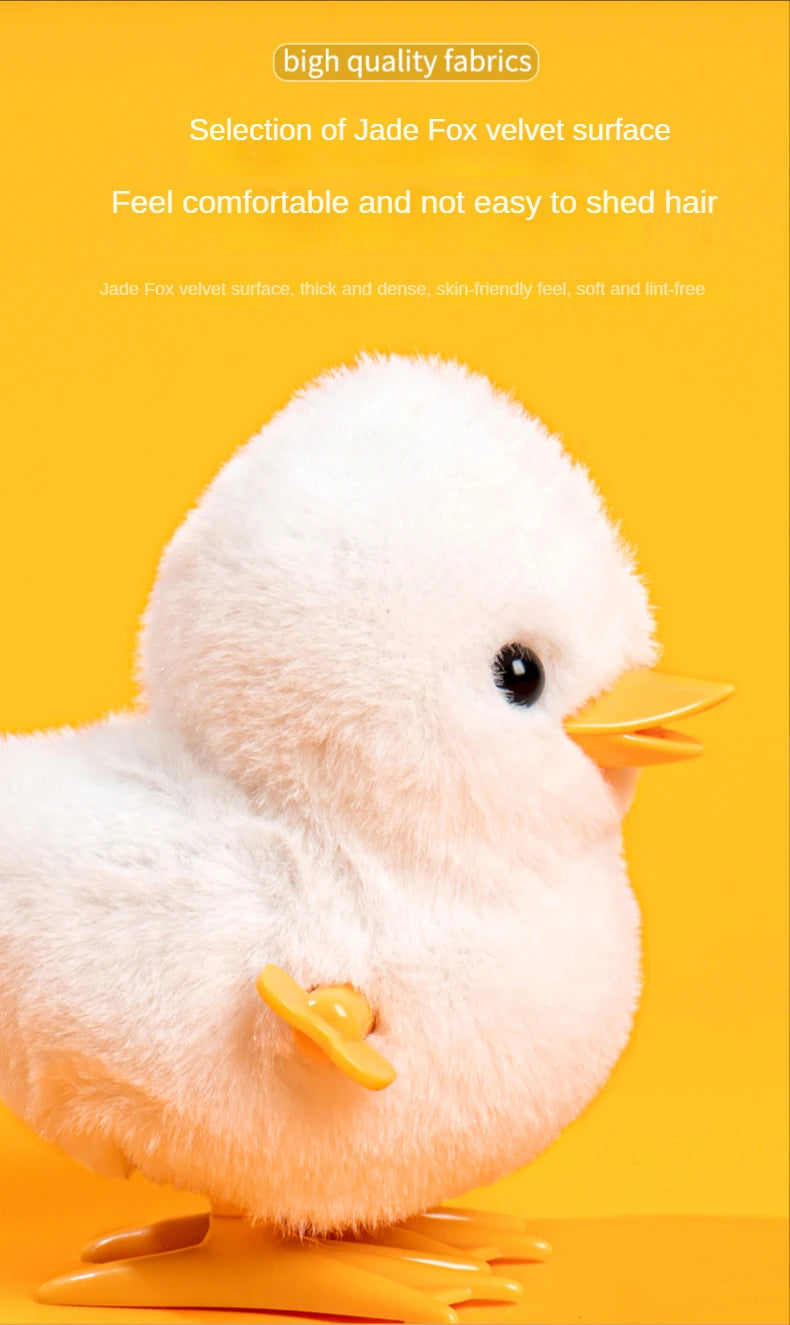 Little Duck Wind Up Toys Yellow Jumping Chick Cute Plush Simulation Educational Walking Chicken Interesting Toy For Kids