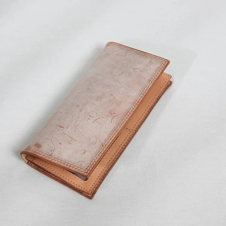 Ultra-Thin Leather Wallet for Men Simple Design Single Fold RFID Genuine Leather Coin Purse Long Wallet Casual Daily Use