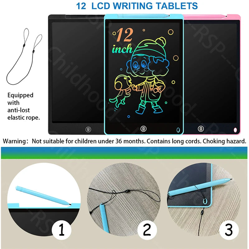 12 Inch / 8.5 Inch LCD Writing Board Drawing Tablet Colorful Doodle Board Eye Protection Learning Gifts for young people