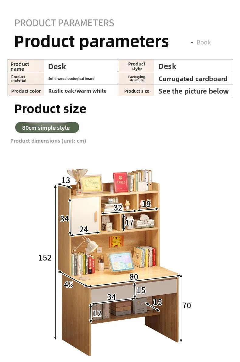 Precise Desk Home Modern Simple Bookshelf Integrated Student Bedroom Learning to Write With Drawing Desk Office Computer Desk