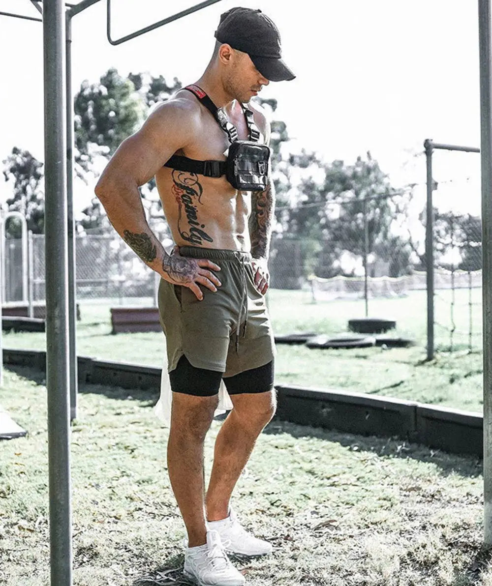2 in 1 Compression Shorts for Men Gym Workout Running Shorts with Phone Pockets Athletic Quick Dry Activewear Training Jogging