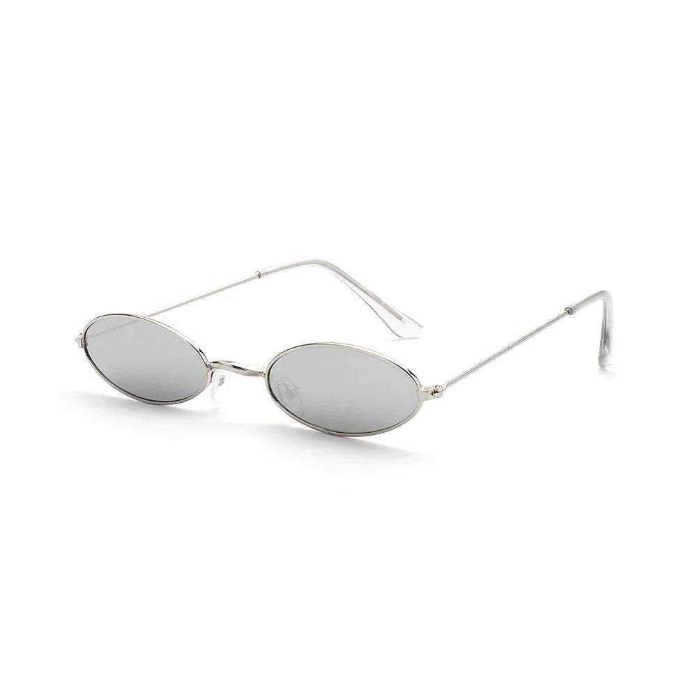 Retro Fashion Designer Sunglasses for Women Men Vintage Small Oval Shades Black Red Metal Sun Glasses Trendy Streetwear Eyewear