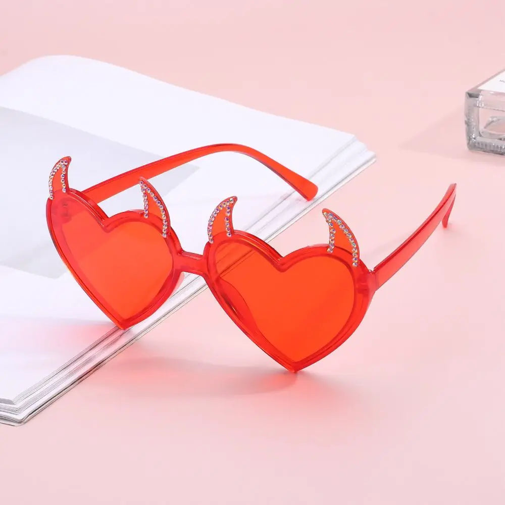 Rock Horn Sun Glasses Devil Ear Heart Shape UV Protection Sunglasses Cosplay Glasses Halloween Decoration for Halloween Party