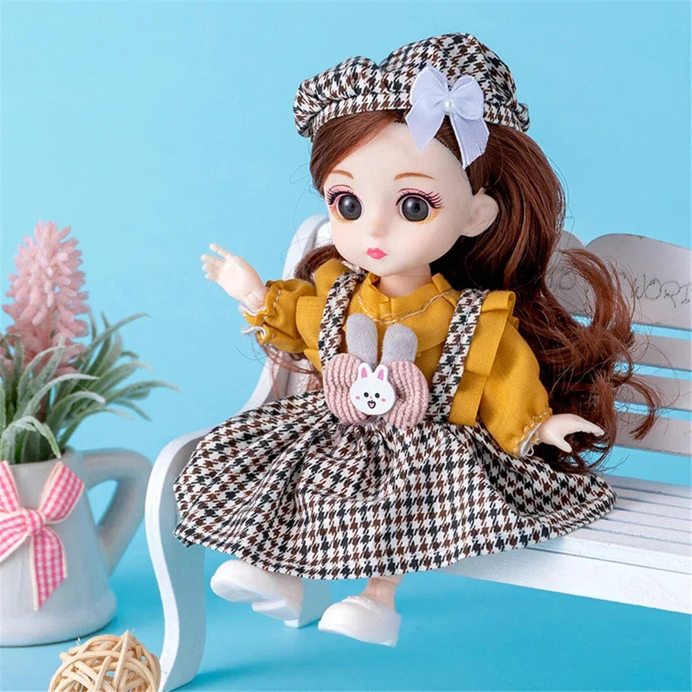 16cm 1/12 Cute Princess Doll 13 Joints BJD DIY Doll Toys with Clothes Shoes Movable Sweet Face Child Girl Birthday Gift for Kids