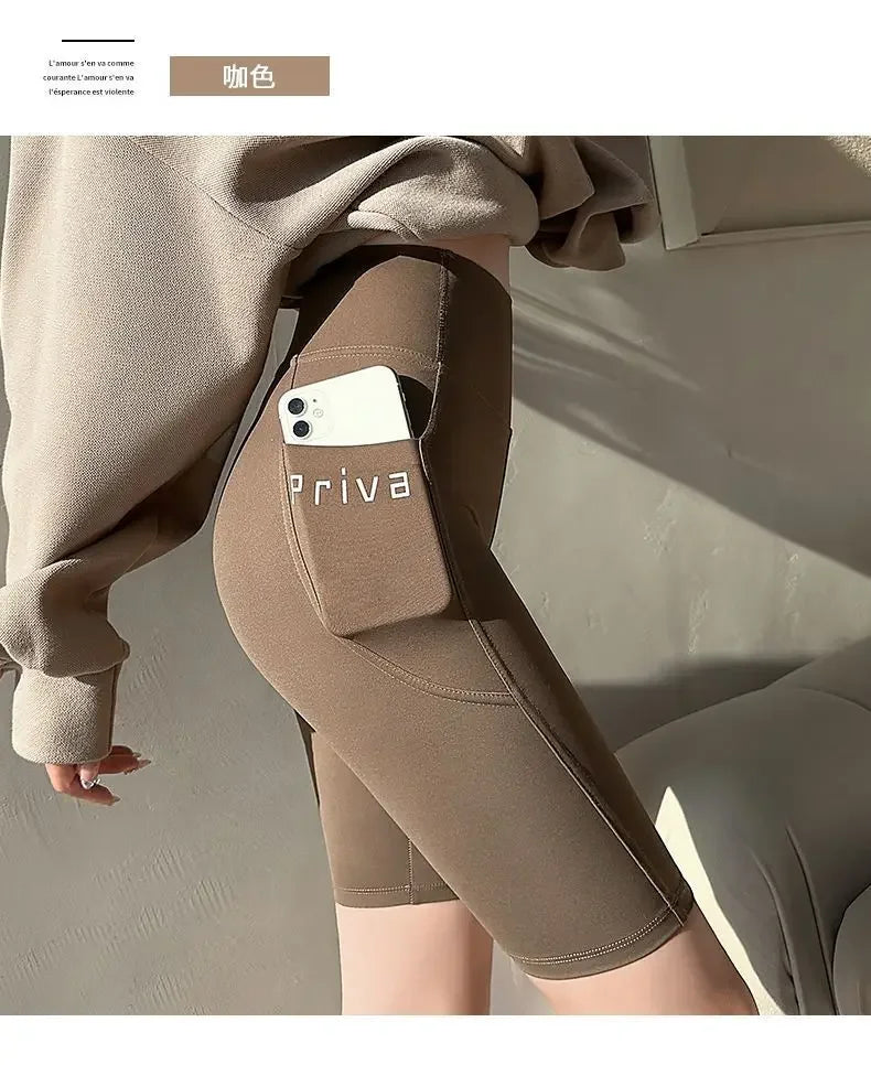 Ladies Yoga Shorts High Waist Tight Fitness 2-in-1 Workout Streetwear Casual Gym Running Activewear Comfy Shorts