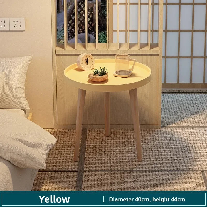 Small round table small apartment bedside table bedroom coffee table rack