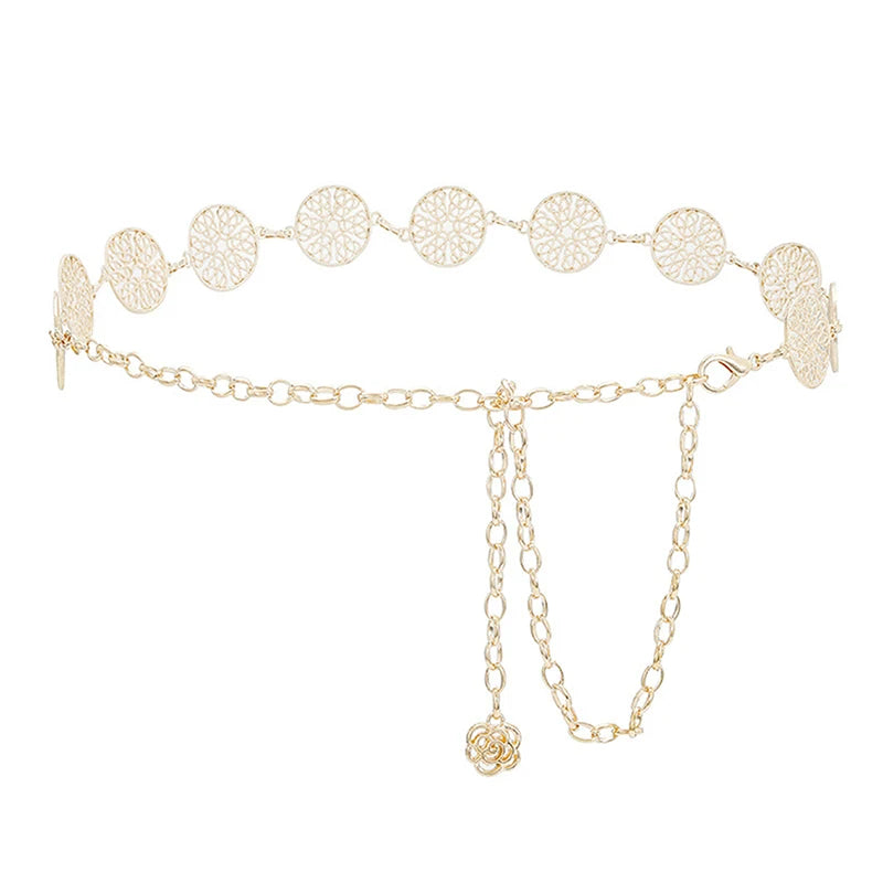 Retro Versatile Ethnic Style Metal Bohemian Waist Chain Belt For Women Fashion Sweater Chain Waist Seal Body Decor Accessories