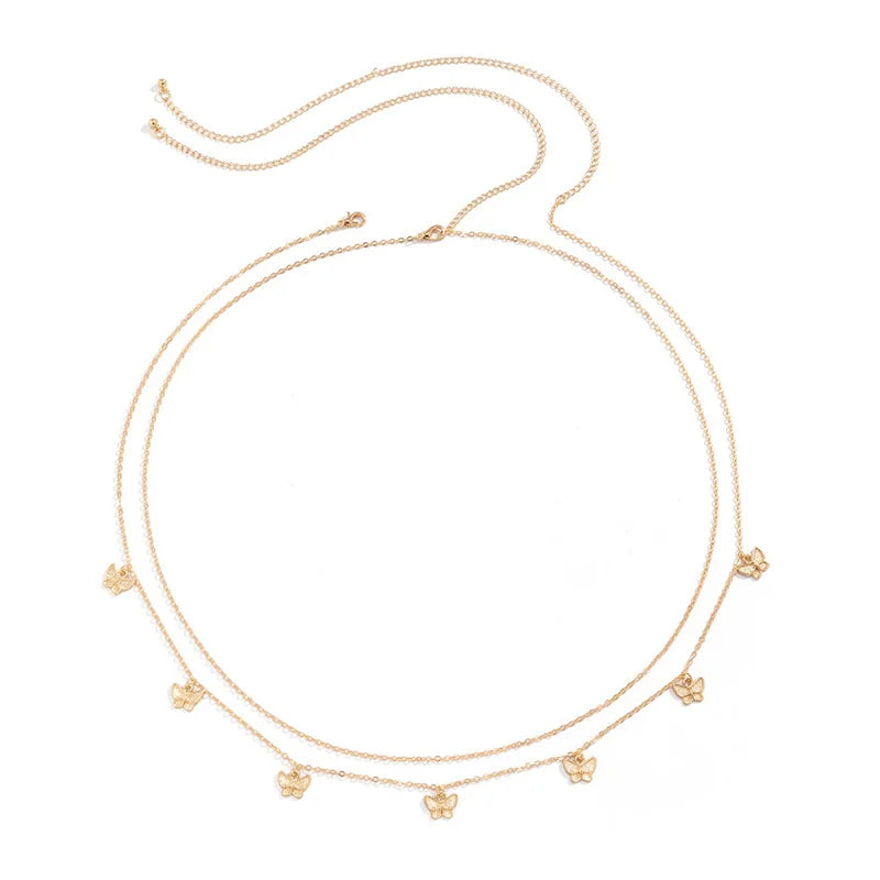 New Fashion Multi-layer Chain Belt For Women Fashion Gold Silver Color Metal High Waist Body Chain Dress Lady Tassel Belt