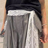 1PCS White Lace Elastic Bow Tie Bohemian Waist Chain Belt for Women Fashion Sweater Chain Waist Seal Body Decor Accessories
