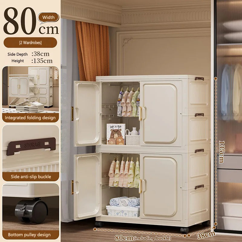 No-Install Foldable Baby Storage Cabinet – Large Capacity Multilayer Wardrobe & Toy Organizer, Portable for Living Room & Bedroo