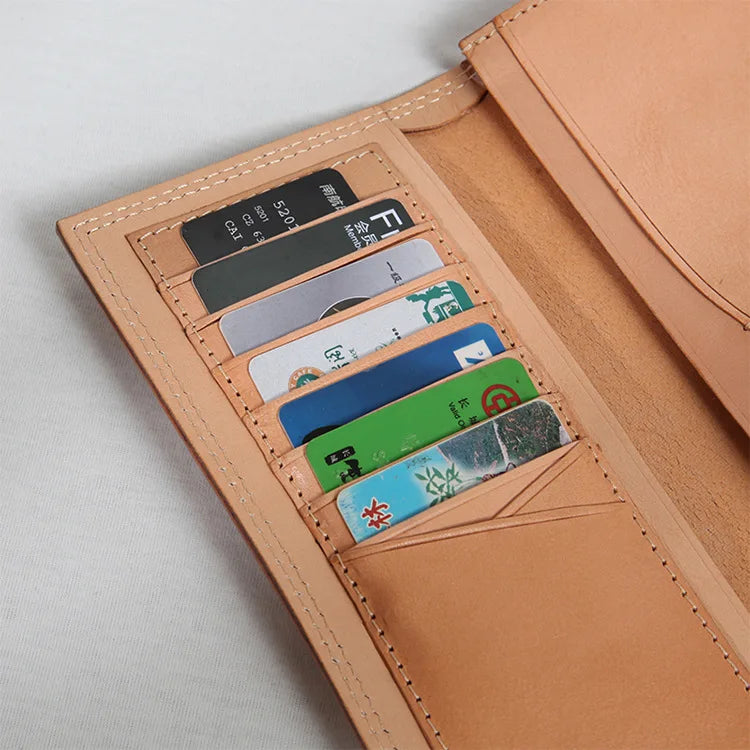 Ultra-Thin Leather Wallet for Men Simple Design Single Fold RFID Genuine Leather Coin Purse Long Wallet Casual Daily Use