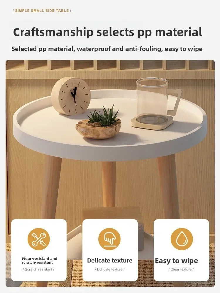 Small round table small apartment bedside table bedroom coffee table rack