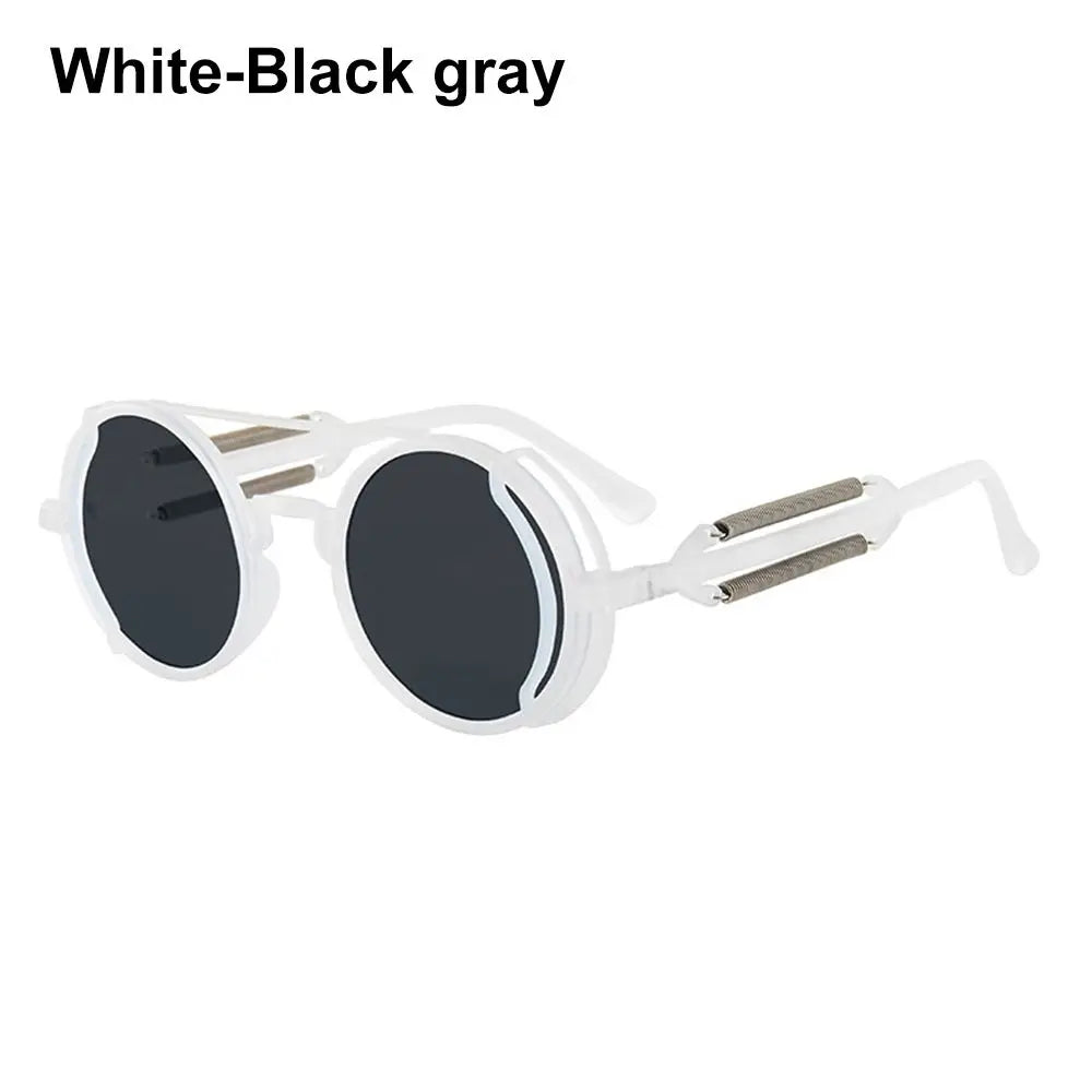 Fashion UV400 Protection Double Spring Temples Round Sunglasses Men's Eyewear Steampunk Sunglasses Sun Glasses