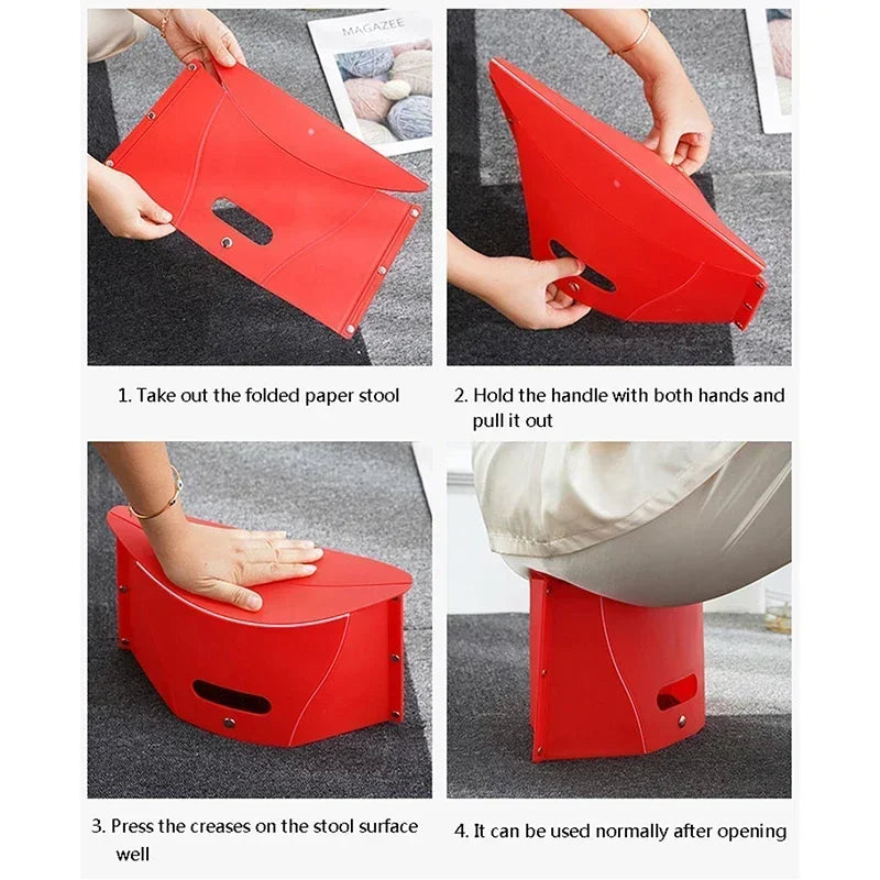 Folding Card Stool Portable Plastic Camping Chair Multi-Function Outdoor Foldable Lightweight Seat for Fishing Picnic Travel
