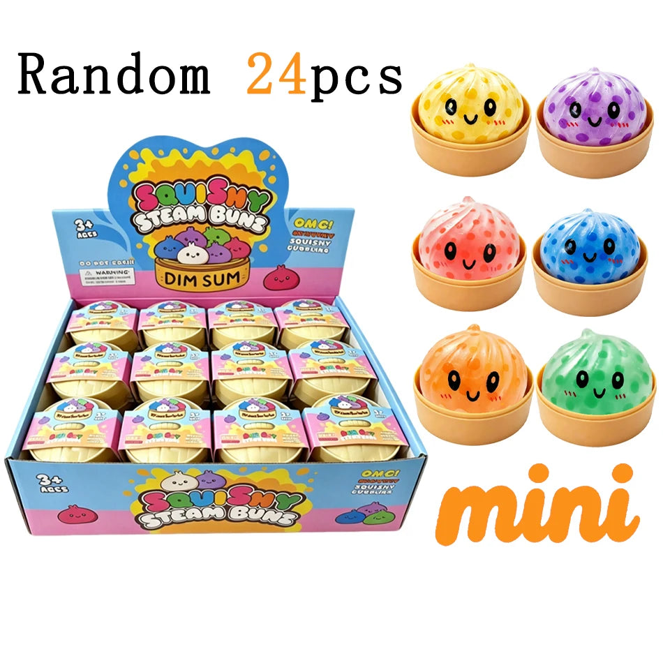 Blind Box Colorful Glitter Dumpling Glitter Dumpling Squishy with Box Mini Dumplings Sensory Squeeze Toy for Stress Relief