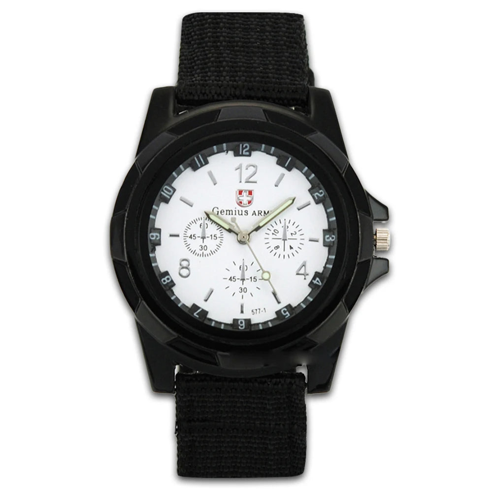 Men  Quartz Watch Nylon Watches Canvas Strap Casual Sports Wristwatch