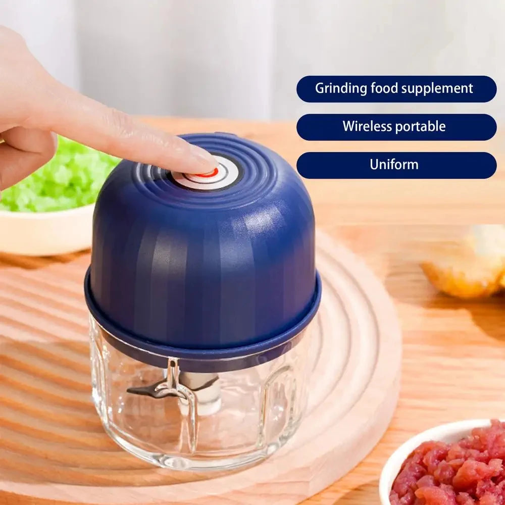 1 set of garlic puree machine 260ml wireless rechargeable electric vegetable chopper garlic grinder kitchen tool food mixer