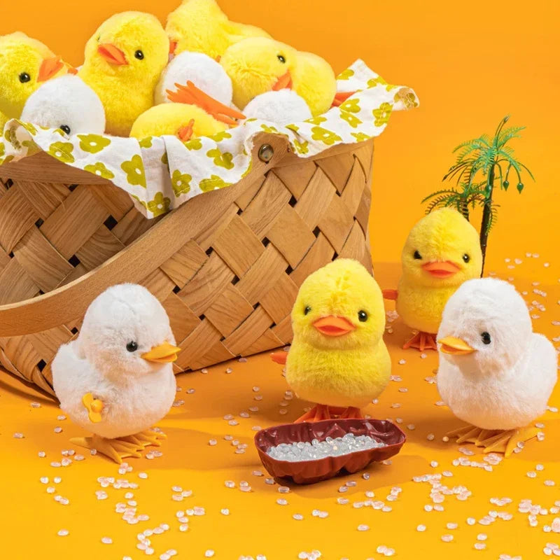Little Duck Wind Up Toys Yellow Jumping Chick Cute Plush Simulation Educational Walking Chicken Interesting Toy For Kids