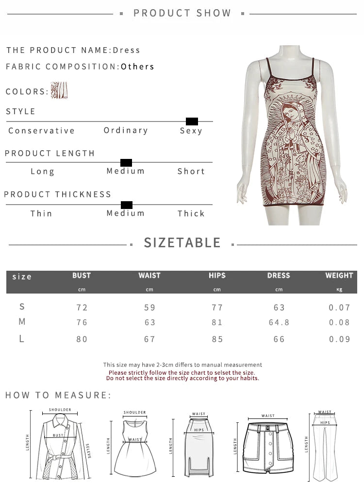 Kliou Sexy See Through Sling Dress Woman Summer Trend Art Print Low-Neck Backless Sleeveless Skinny Peach Buttocks Mini Bodycon