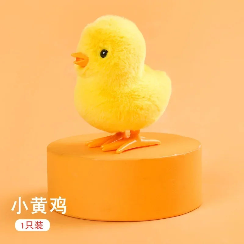 Little Duck Wind Up Toys Yellow Jumping Chick Cute Plush Simulation Educational Walking Chicken Interesting Toy For Kids