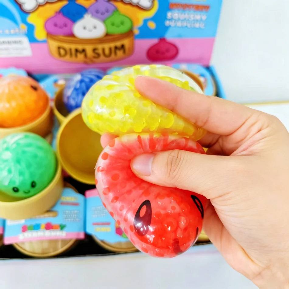 Blind Box Colorful Glitter Dumpling Glitter Dumpling Squishy with Box Mini Dumplings Sensory Squeeze Toy for Stress Relief
