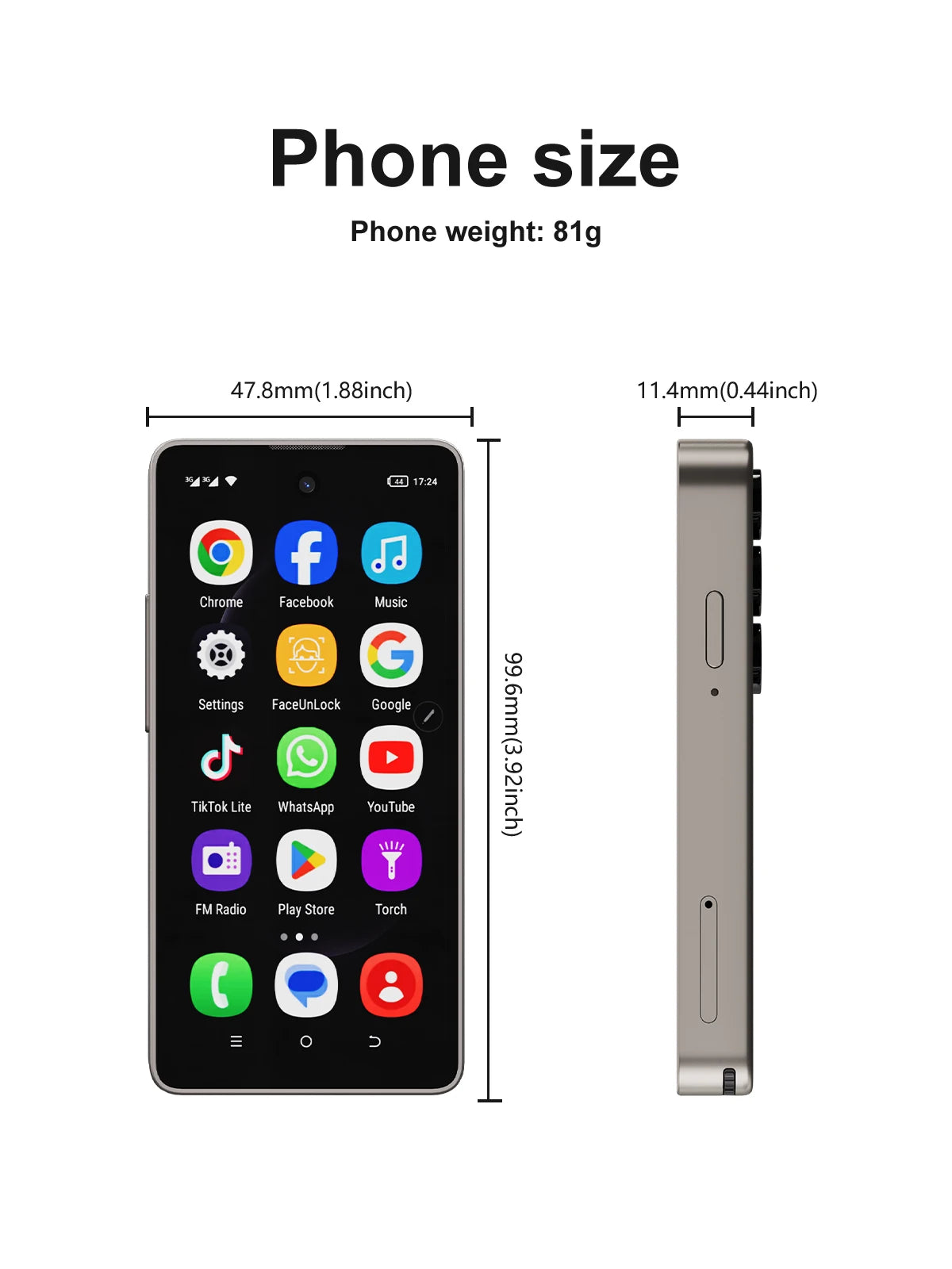 SERVO Mini Smartphone Android 8.1 Built in Stylus 4" Display 16GB ROM Face Unlock GPS WIFI Play Store 3G WCDMA Tiny Mobile Phone