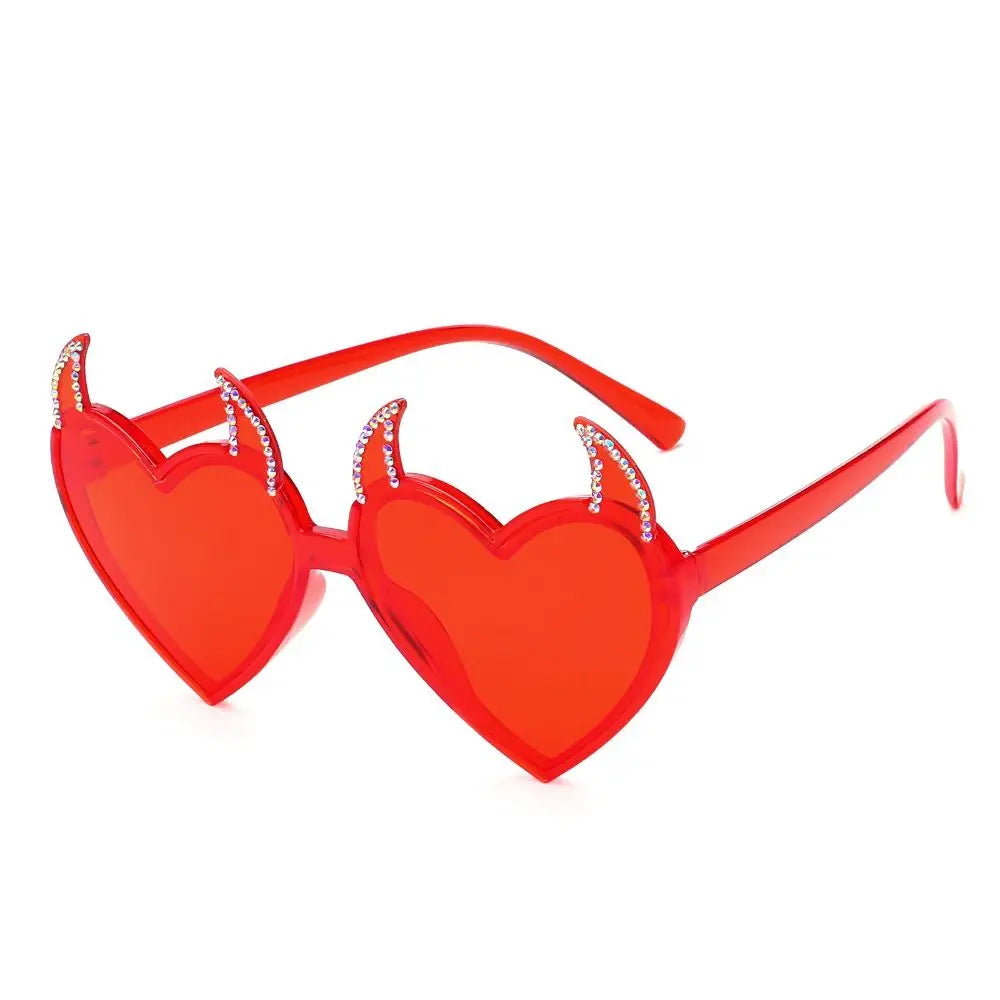 Rock Horn Sun Glasses Devil Ear Heart Shape UV Protection Sunglasses Cosplay Glasses Halloween Decoration for Halloween Party