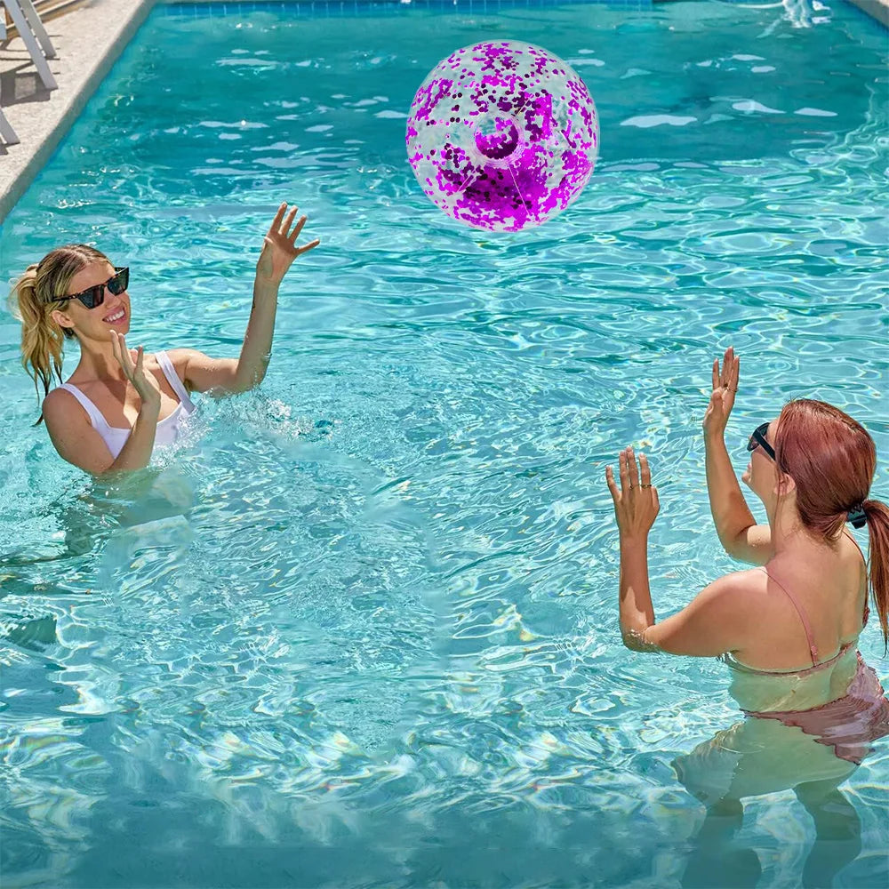 1pc 10.6 inch Inflatable Glitter Beach Ball Seaside Water Toys And Pool Party Gifts Carnival Prizes Water Game Toys