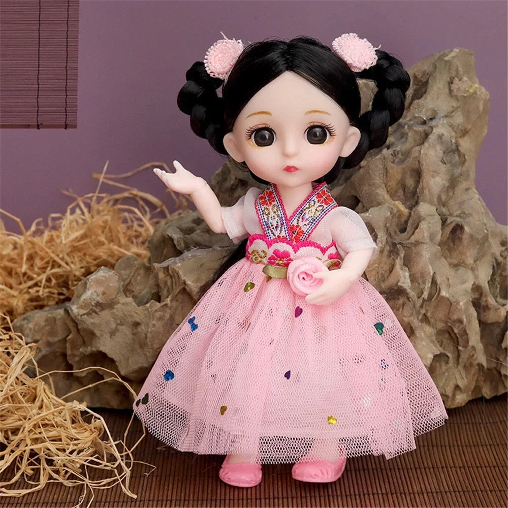 16cm 1/12 Cute Princess Doll 13 Joints BJD DIY Doll Toys with Clothes Shoes Movable Sweet Face Child Girl Birthday Gift for Kids