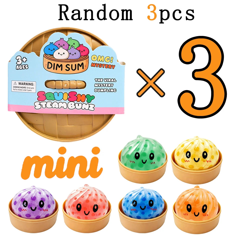 Blind Box Colorful Glitter Dumpling Glitter Dumpling Squishy with Box Mini Dumplings Sensory Squeeze Toy for Stress Relief