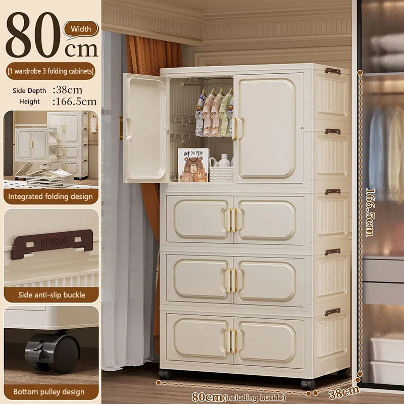 No-Install Foldable Baby Storage Cabinet – Large Capacity Multilayer Wardrobe & Toy Organizer, Portable for Living Room & Bedroo