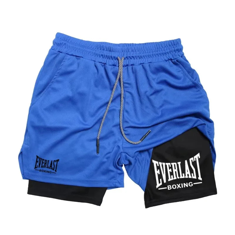 Men's Compression Gym Short Sports Pants Double Layered Quick Drying Running Muscle Fitness Athletic Multi-functional Activewear