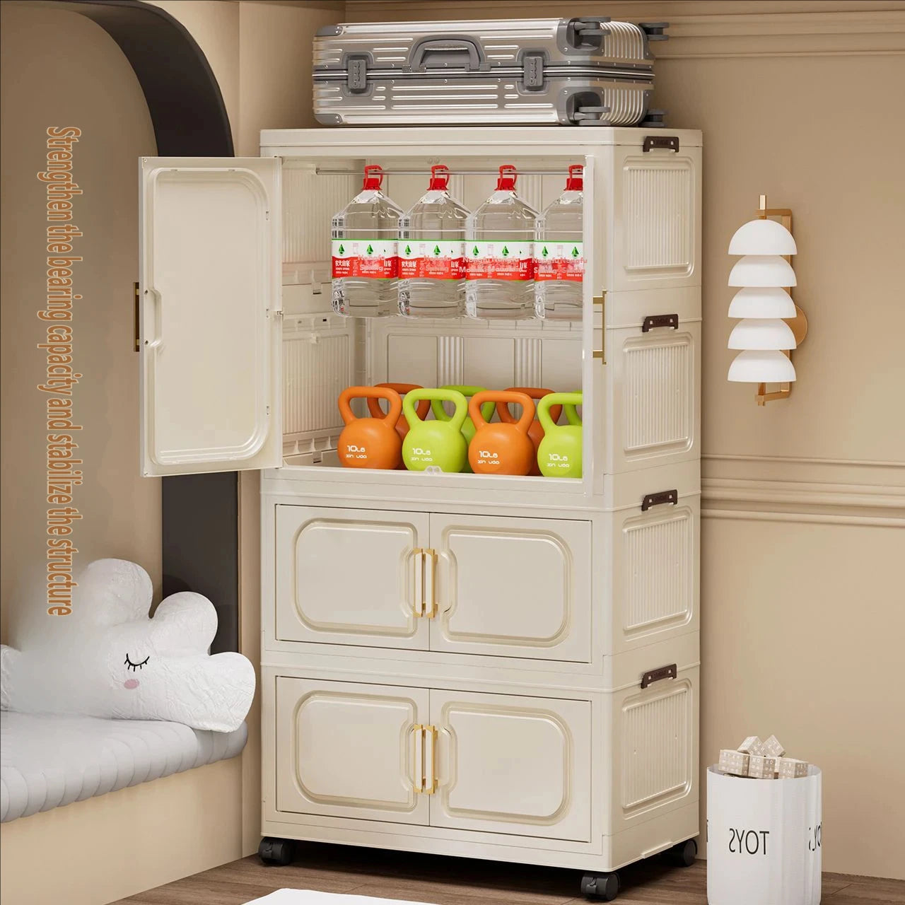 No-Install Foldable Baby Storage Cabinet – Large Capacity Multilayer Wardrobe & Toy Organizer, Portable for Living Room & Bedroo