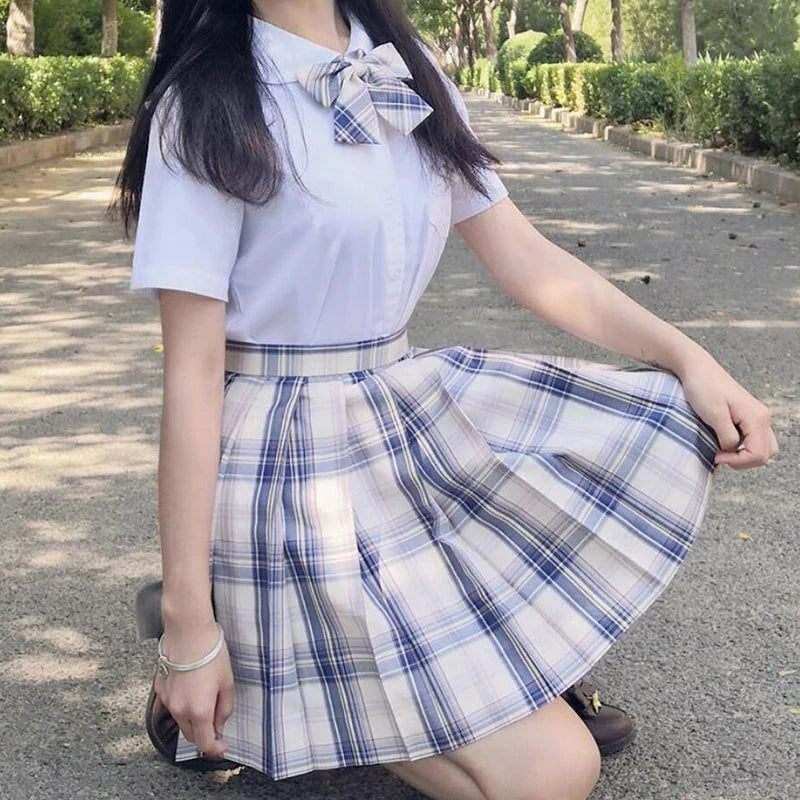ZOKI Plaid Women Pleated Skirt Bow Knot Summer High Waist Preppy Girls Dance Mini Skirt Cute A Line Harajuku Sexy Japan Faldas