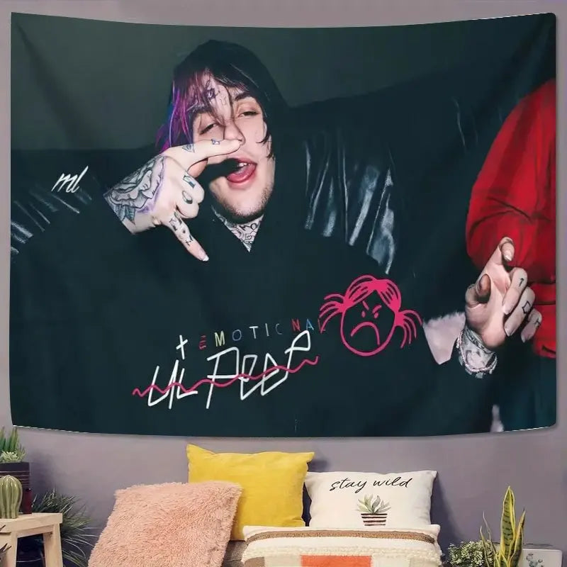 VIKAMA Lil Peep Poster Tapestry Emo Rap Wall Art for Bedroom Living Room Decoration Gothic Music Inspired Design