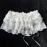 Women Y2K Korean Lace Mini Layered Skirt Streetwear Lace Up Ruffles Harajuku High Waist Pleated Ladies Jupe Skirts Clothes