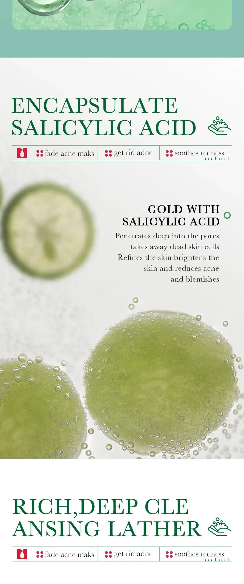 BIOAOUA Salicylic Acid Facial Cleanser Acne Treatment Moisturizing Oil Control Skincare Face Wash Foam Face Cleanser Skin Care