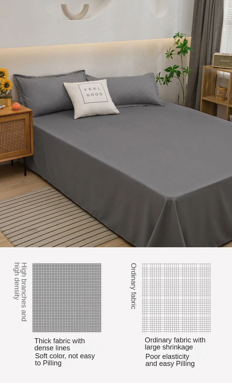 1 pc Bed Flat Sheet for Double Bed Plain Solid Color Top Sheets Single/Queen/King Flat Bedsheets Soft Home Bed Linen Sheets
