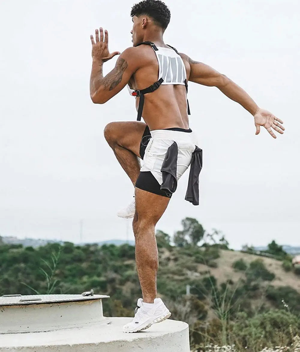 2 in 1 Compression Shorts for Men Gym Workout Running Shorts with Phone Pockets Athletic Quick Dry Activewear Training Jogging